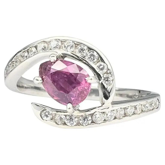 1.5ct Pear Cut Natural Pink Sapphire Ring - Hanna Boya