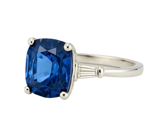 2ct Cushion Natural Blue Sapphire Ring - Hanna Boya