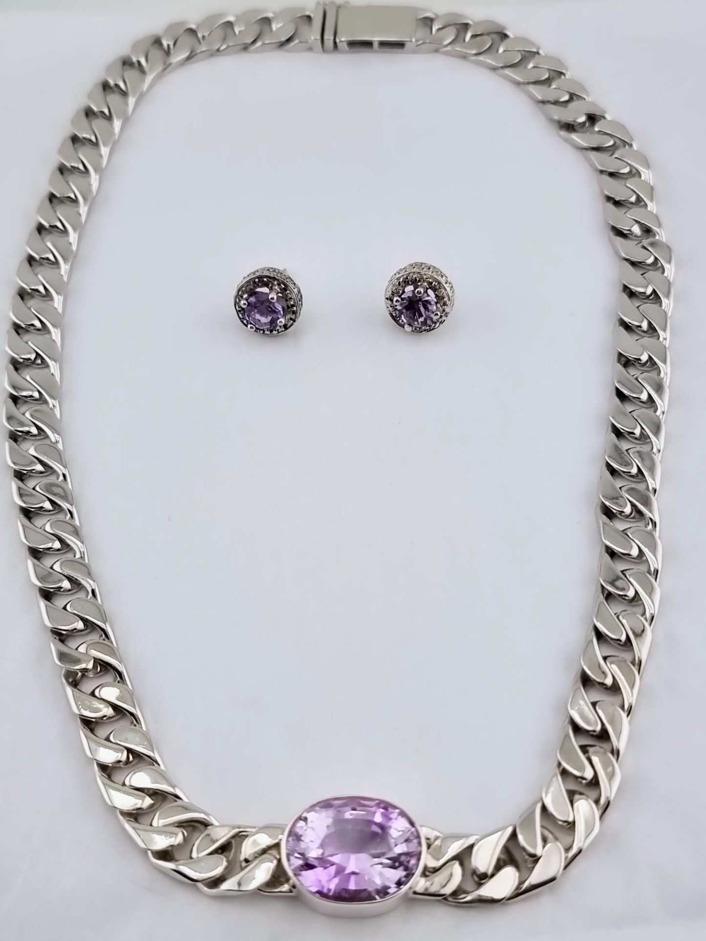 Amethyst Cuban Chain Link Necklace - Hanna Boya