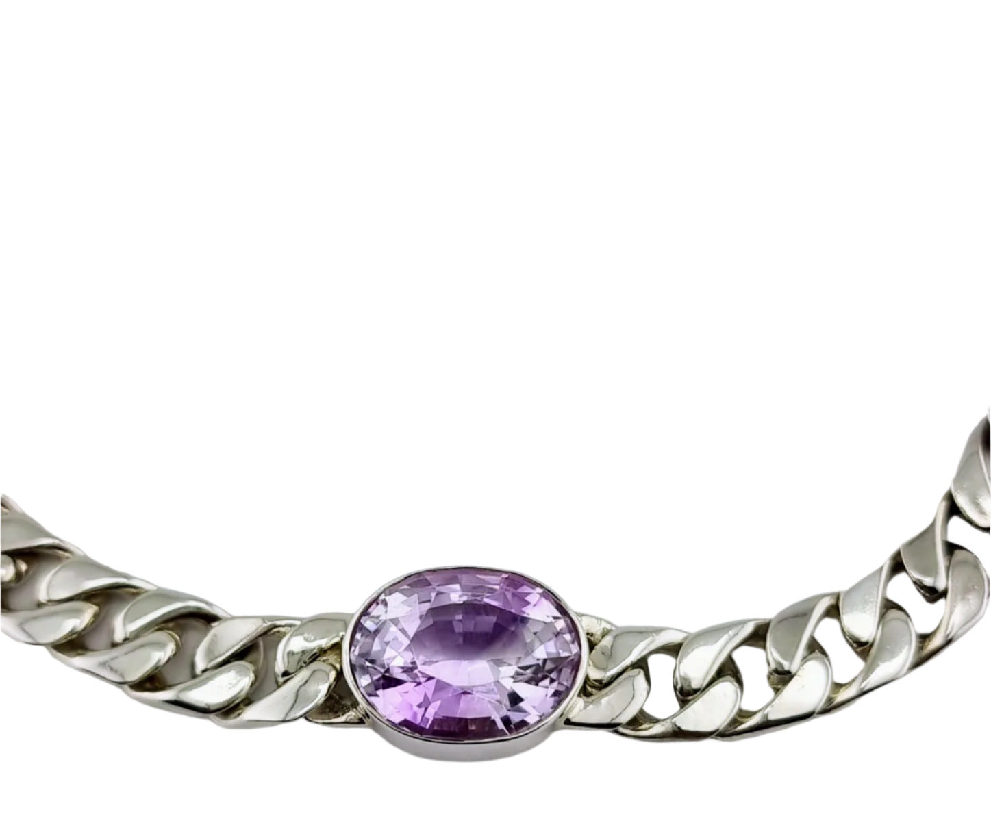 Amethyst Cuban Chain Link Necklace - Hanna Boya