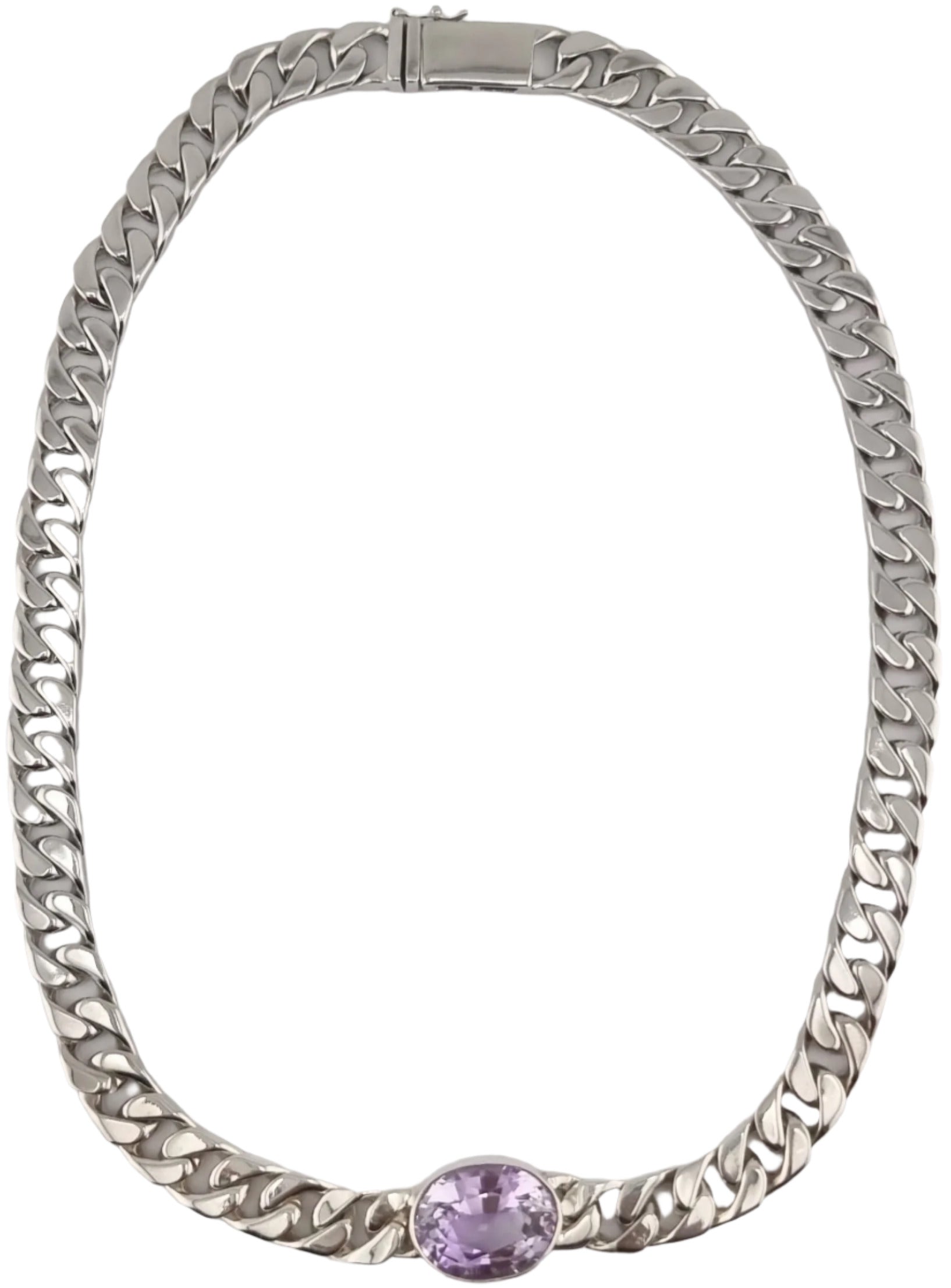 Amethyst Cuban Chain Link Necklace - Hanna Boya