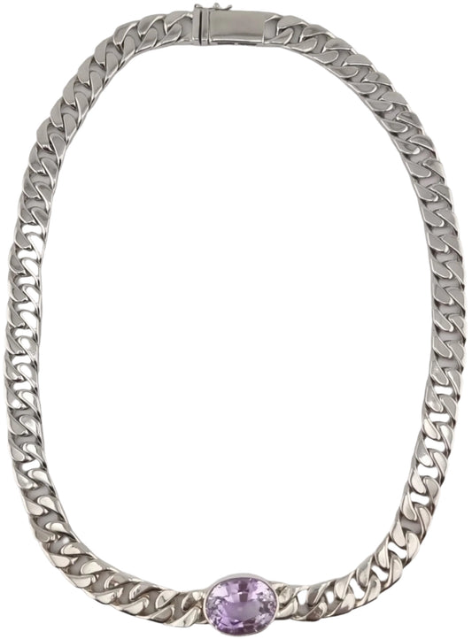 Amethyst Cuban Chain Link Necklace - Hanna Boya