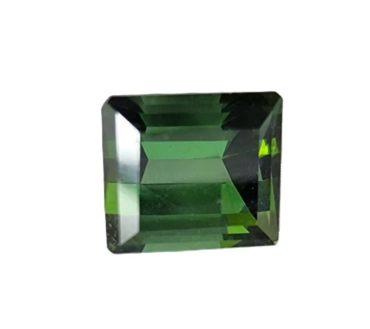 Brilliant 1.25ct square-cut blue-green tourmaline gemstone with a striking green hue, ideal for bespoke jewelry settings.