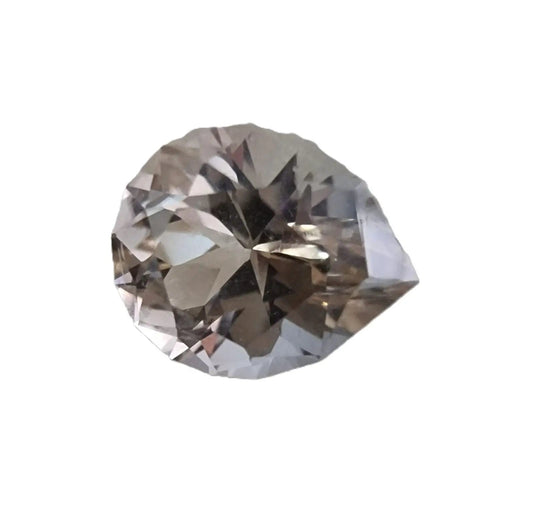 1.69ct pear cut bi-color tourmaline gemstone with a unique blend of hues, expertly faceted for brilliance. Ideal for custom jewelry designs.