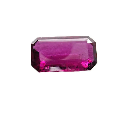 Loose 3.02ct emerald cut red rubellite tourmaline gemstone with a deep red hue, perfect for collectors and jewelry enthusiasts.