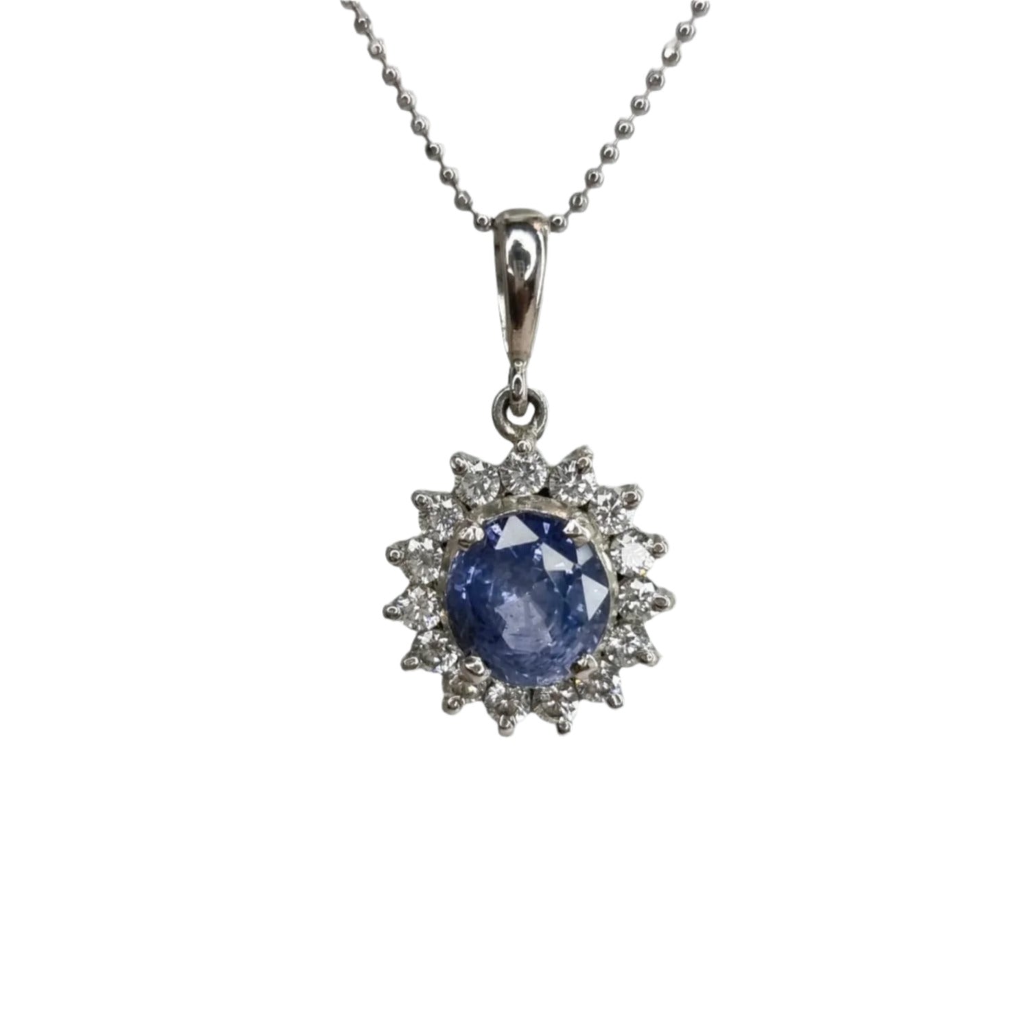 2.0ct Round Natural Blue Sapphire Pendant Necklace - Hanna Boya