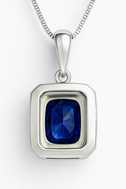 2.5ct Cushion Natural Blue Sapphire Pendant - Hanna Boya