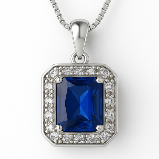 2.5ct Cushion Natural Blue Sapphire Pendant - Hanna Boya