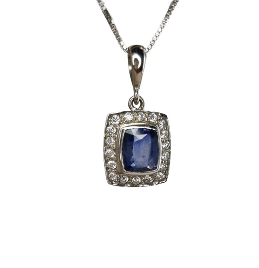 2.5ct Square Cut Natural Blue Sapphire Pendant - Hanna Boya