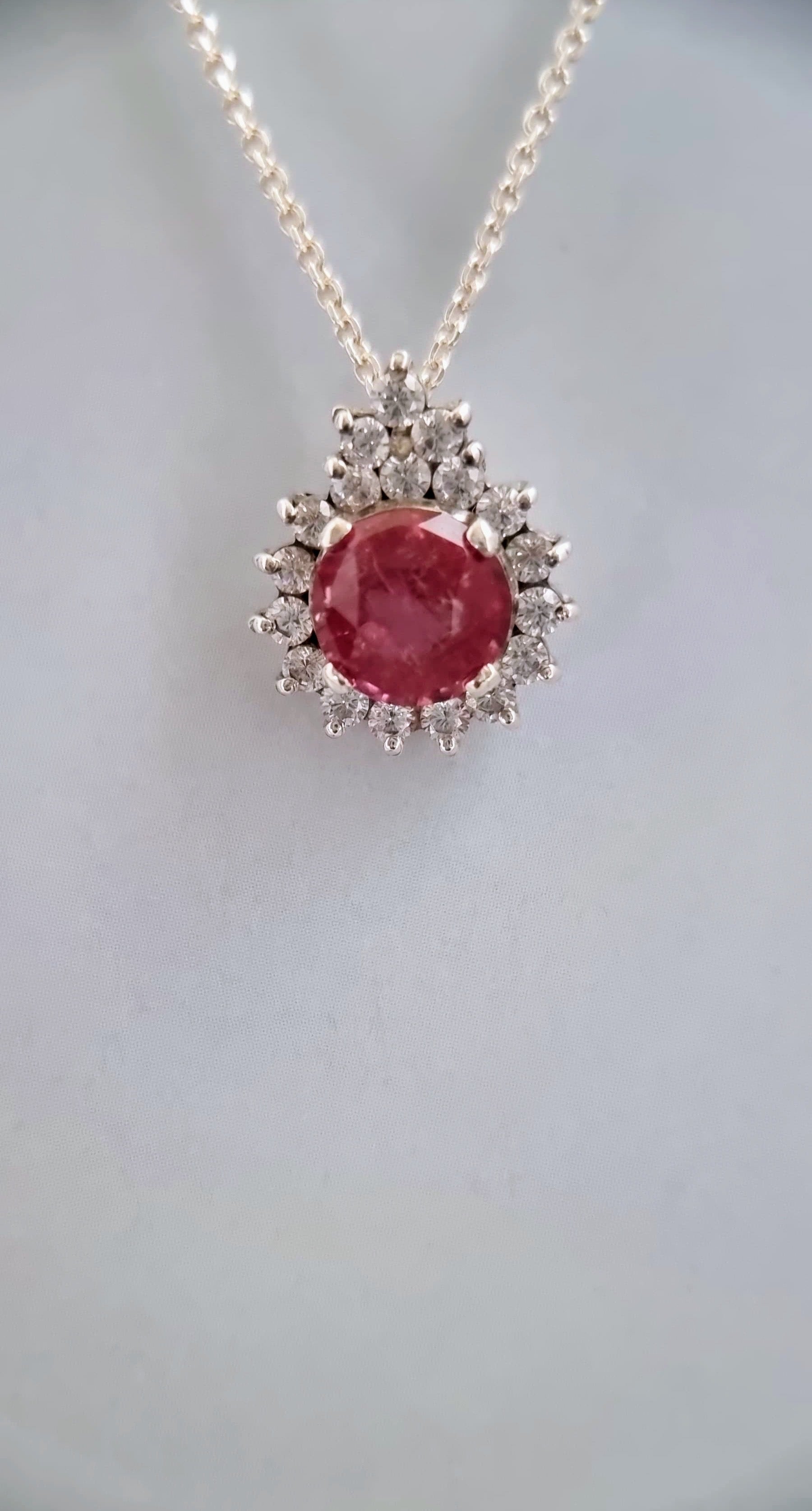 3ct Natural Round Pink Tourmaline Pendant Necklace - Hanna Boya