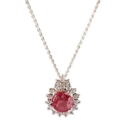 3ct Natural Round Pink Tourmaline Pendant Necklace - Hanna Boya