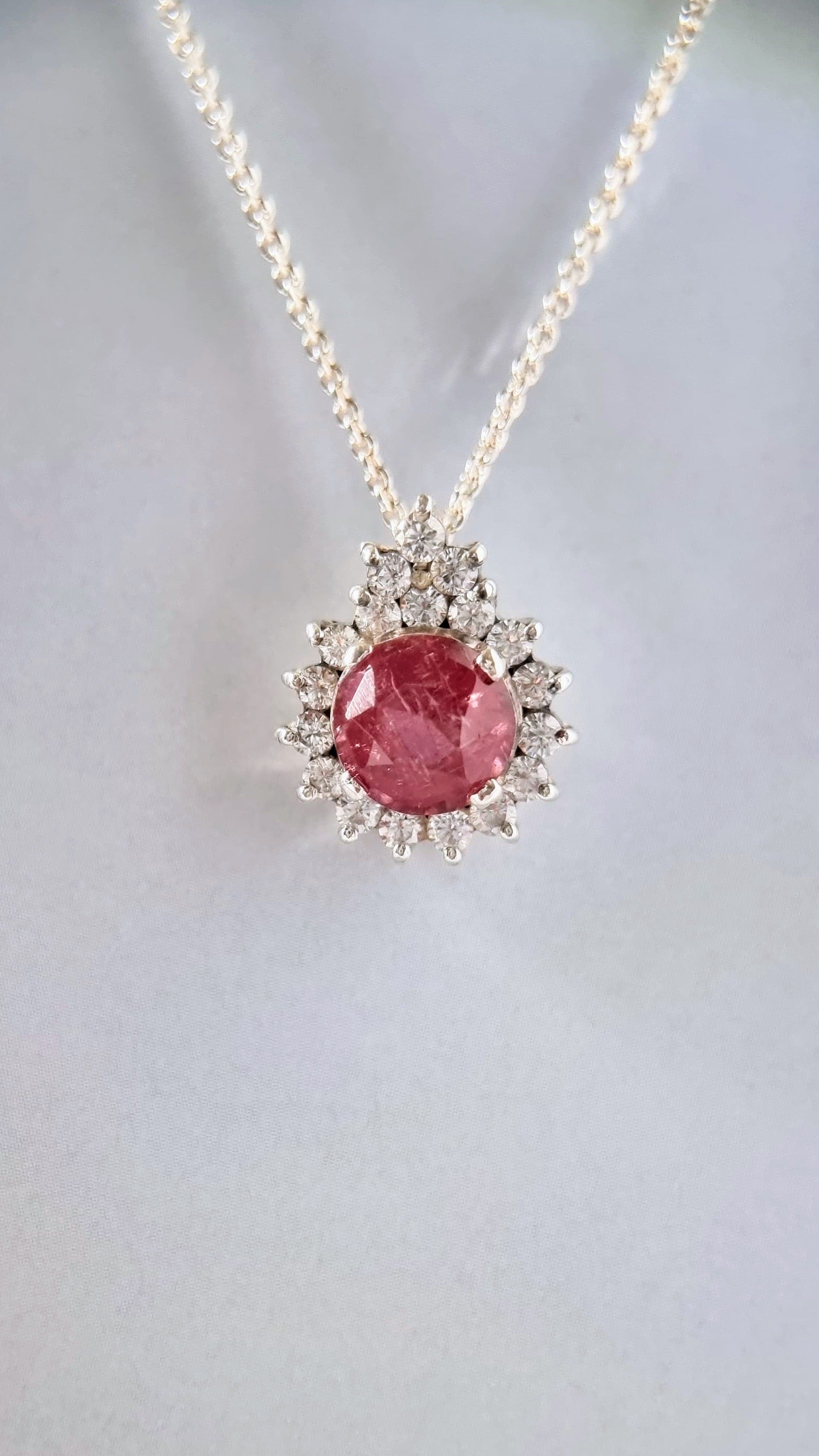 3ct Natural Round Pink Tourmaline Pendant Necklace - Hanna Boya