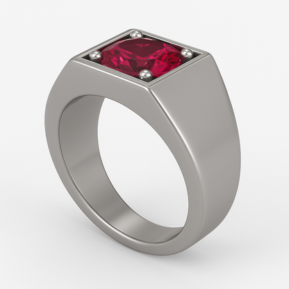 2ct Natural Garnet Birthstone Signet Ring - Hanna Boya