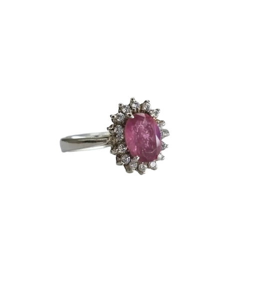 1.5ct Oval Pink Tourmaline Silver Statement Ring - Hanna Boya