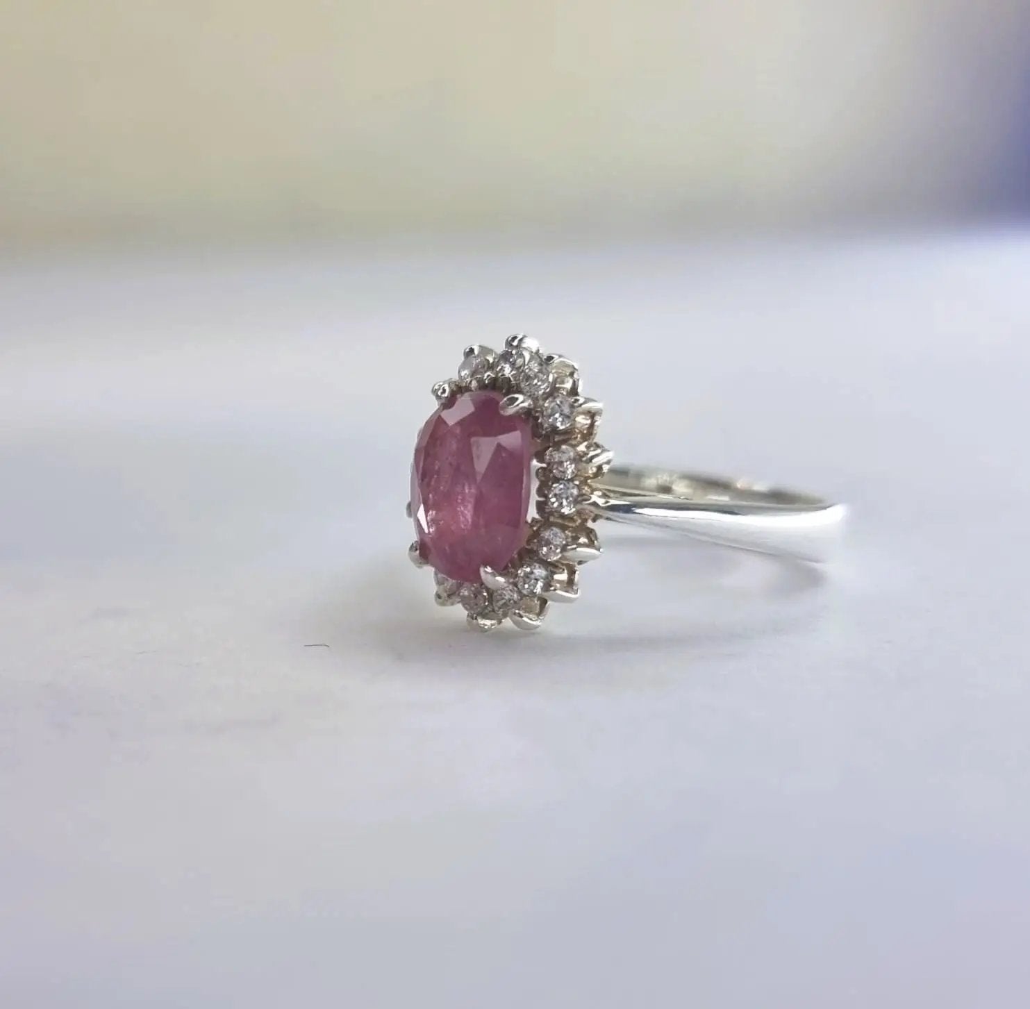 1.5ct Oval Pink Tourmaline Silver Statement Ring - Hanna Boya