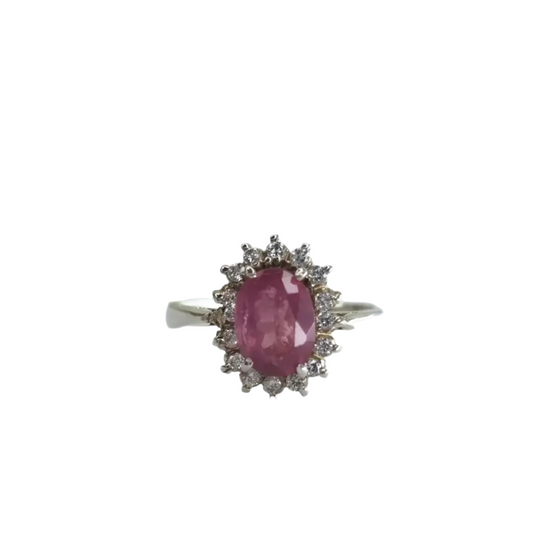 1.5ct Oval Pink Tourmaline Silver Statement Ring - Hanna Boya