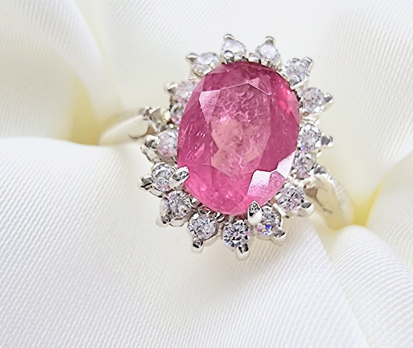 1.5ct Oval Pink Tourmaline Silver Statement Ring - Hanna Boya