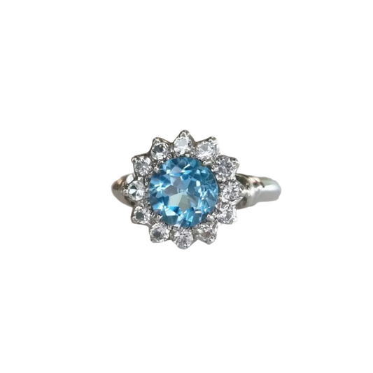 1ct Round Blue Topaz Silver Statement Ring - Hanna Boya