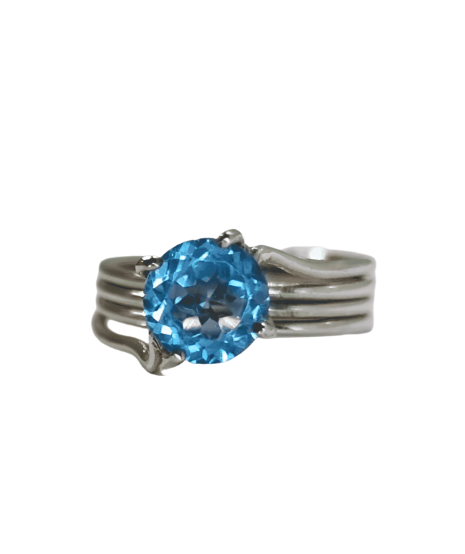 1ct Round Cut Natural Blue Topaz Solitaire Ring - Hanna Boya