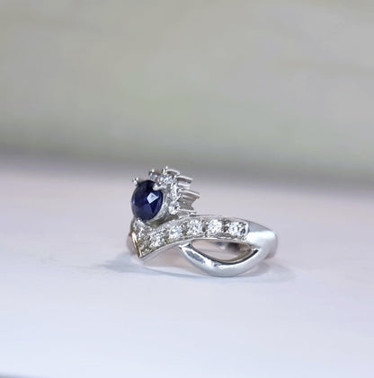 1ct Round Natural Blue Sapphire Statement Ring - Hanna Boya