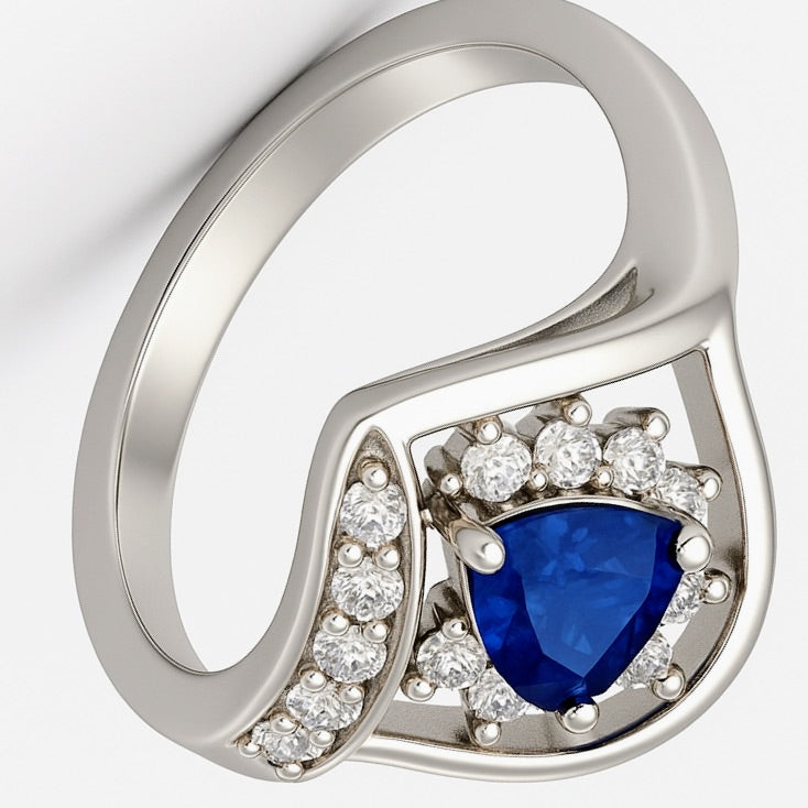 1ct Trillion Natural Blue Sapphire Statement  Ring - Hanna Boya