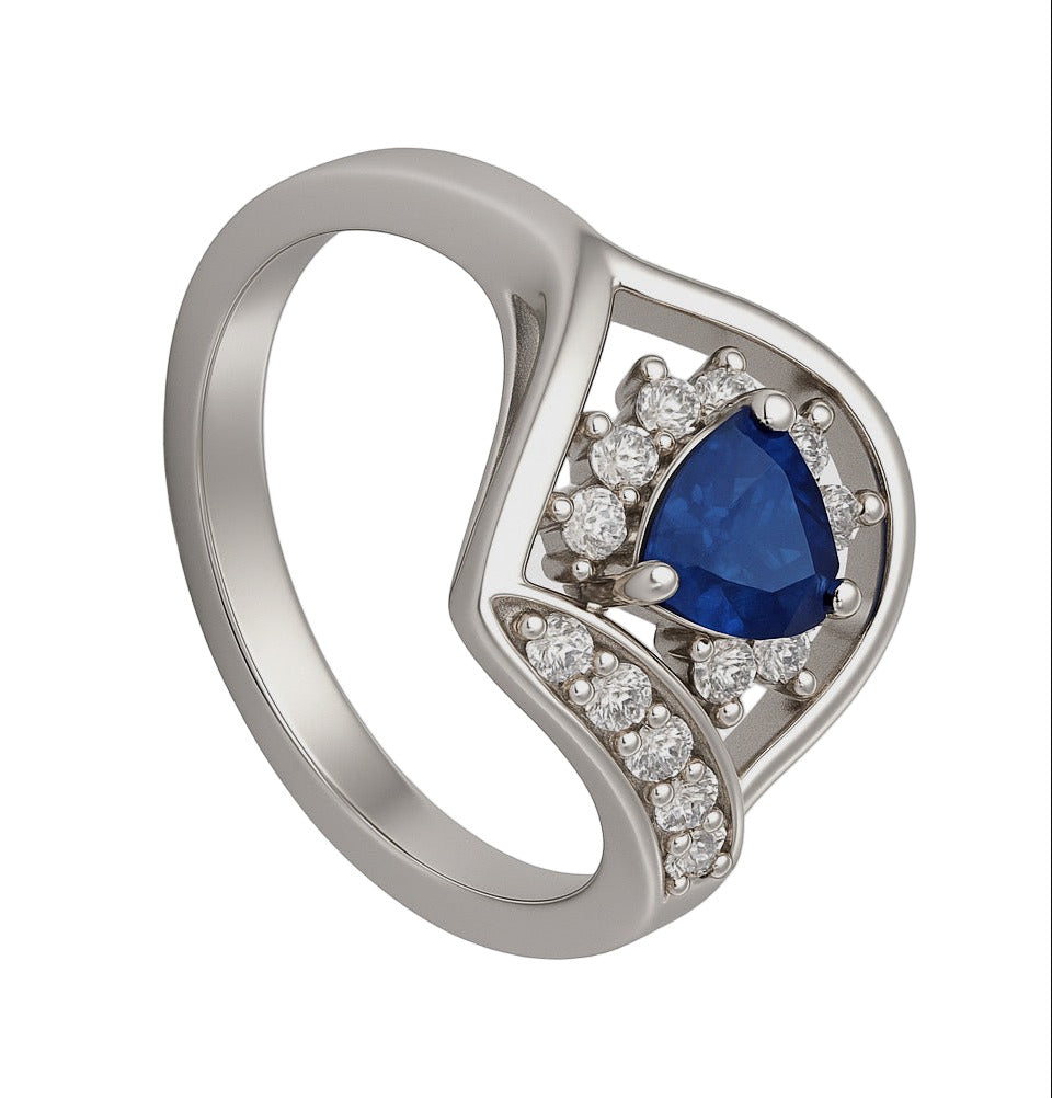 1ct Trillion Natural Blue Sapphire Statement  Ring - Hanna Boya
