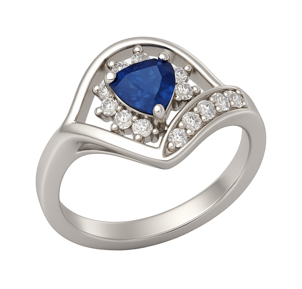 1ct Trillion Natural Blue Sapphire Statement  Ring - Hanna Boya