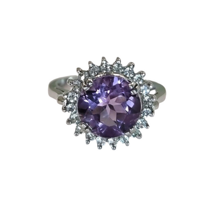 2.50ct Round Cut Purple Amethyst Statement Ring - Hanna Boya