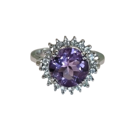 2.50ct Round Cut Purple Amethyst Statement Ring - Hanna Boya