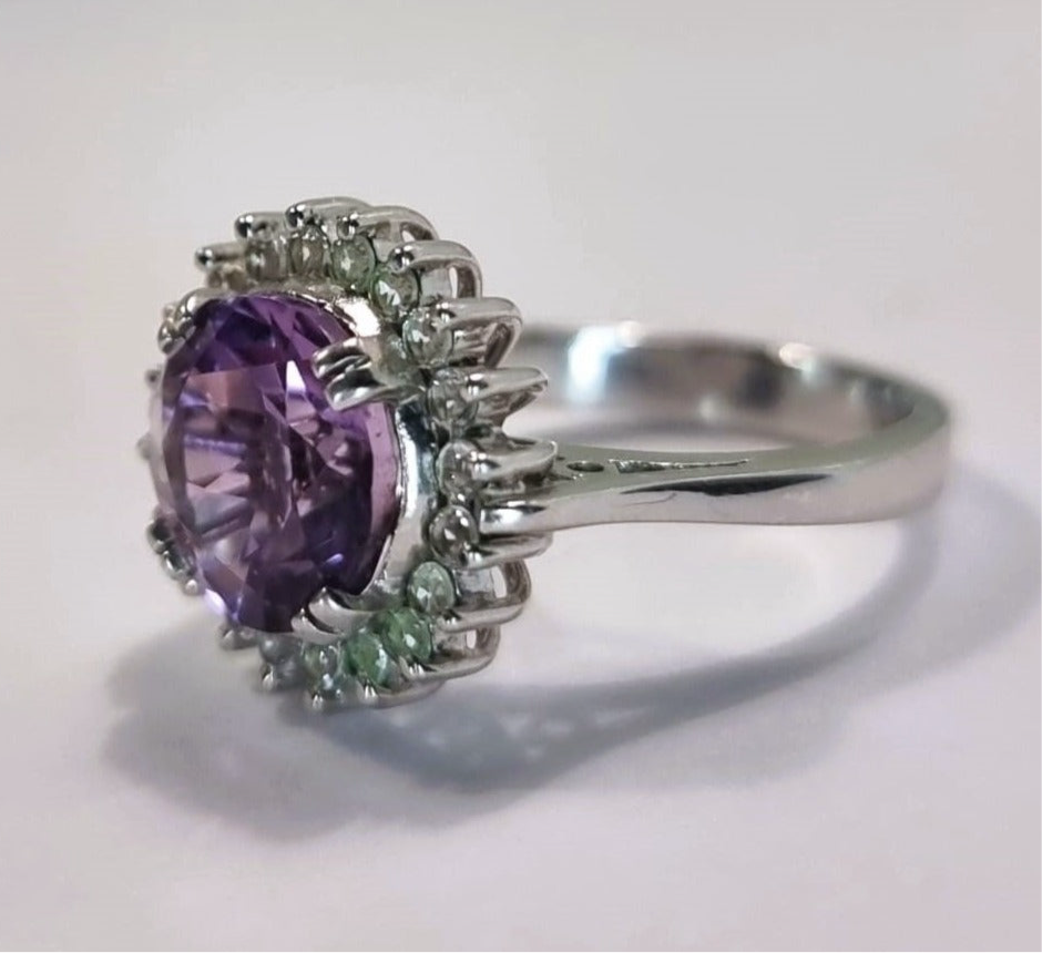 2.50ct Round Cut Purple Amethyst Statement Ring - Hanna Boya