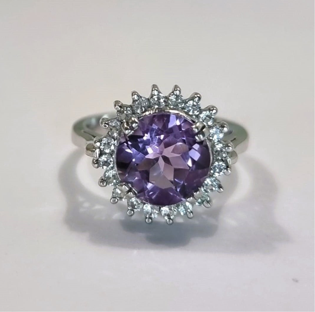 2.50ct Round Cut Purple Amethyst Statement Ring - Hanna Boya