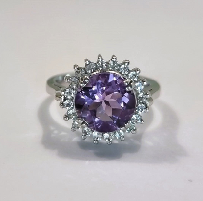2.50ct Round Cut Purple Amethyst Statement Ring - Hanna Boya