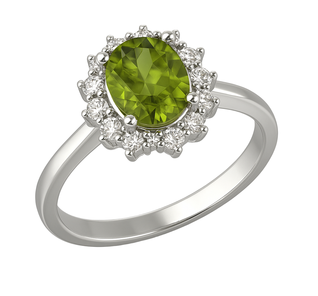 2ct Oval Mint Green Peridot  Silver Statement Ring - Hanna Boya
