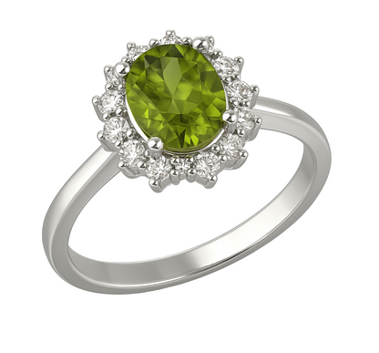2ct Oval Mint Green Peridot  Silver Statement Ring - Hanna Boya