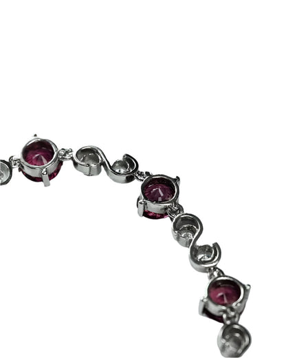 Back view of Pink Tourmaline Tennis Bracelet showcasing the intricate metalwork and secure gemstone settings for durability and elegance.