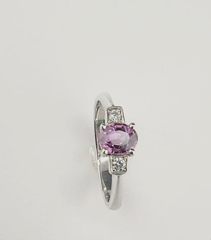 1ct Oval-Cut Natural Pink Sapphire Ring with Zircon Accents