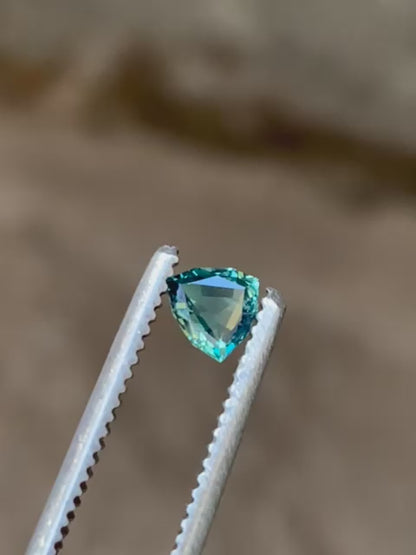 0.5ct Trillion Cut Teal Blue Sapphire Gemstone