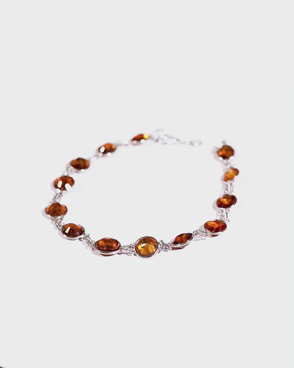 13ctw Natural Brown Orange Hessonite Garnet Tennis Bracelet