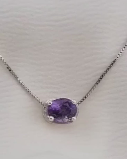 Oval-Cut Amethyst Pendant Necklace in Sterling Silver