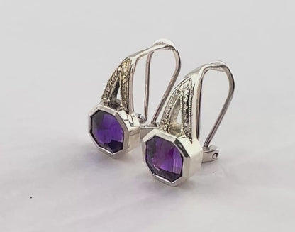 Amethyst Lever-back Sterling Silver Earrings