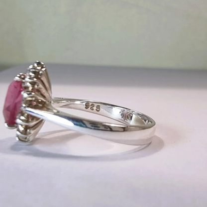 1.5ct Oval Pink Tourmaline Silver Statement Ring