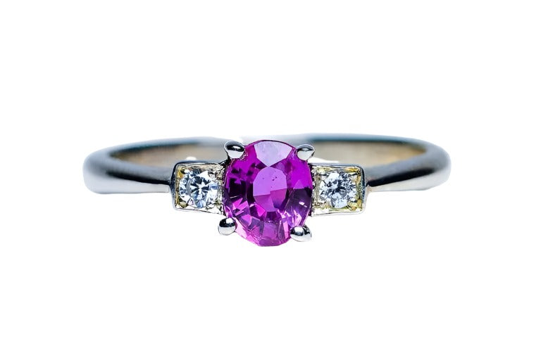 1ct Oval Natural Pink Sapphire Engagement Ring Platinum 