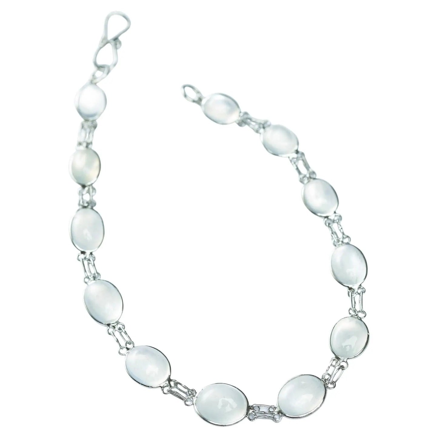 14ctw Natural Moonstone Tennis Bracelet Platinum Silver 