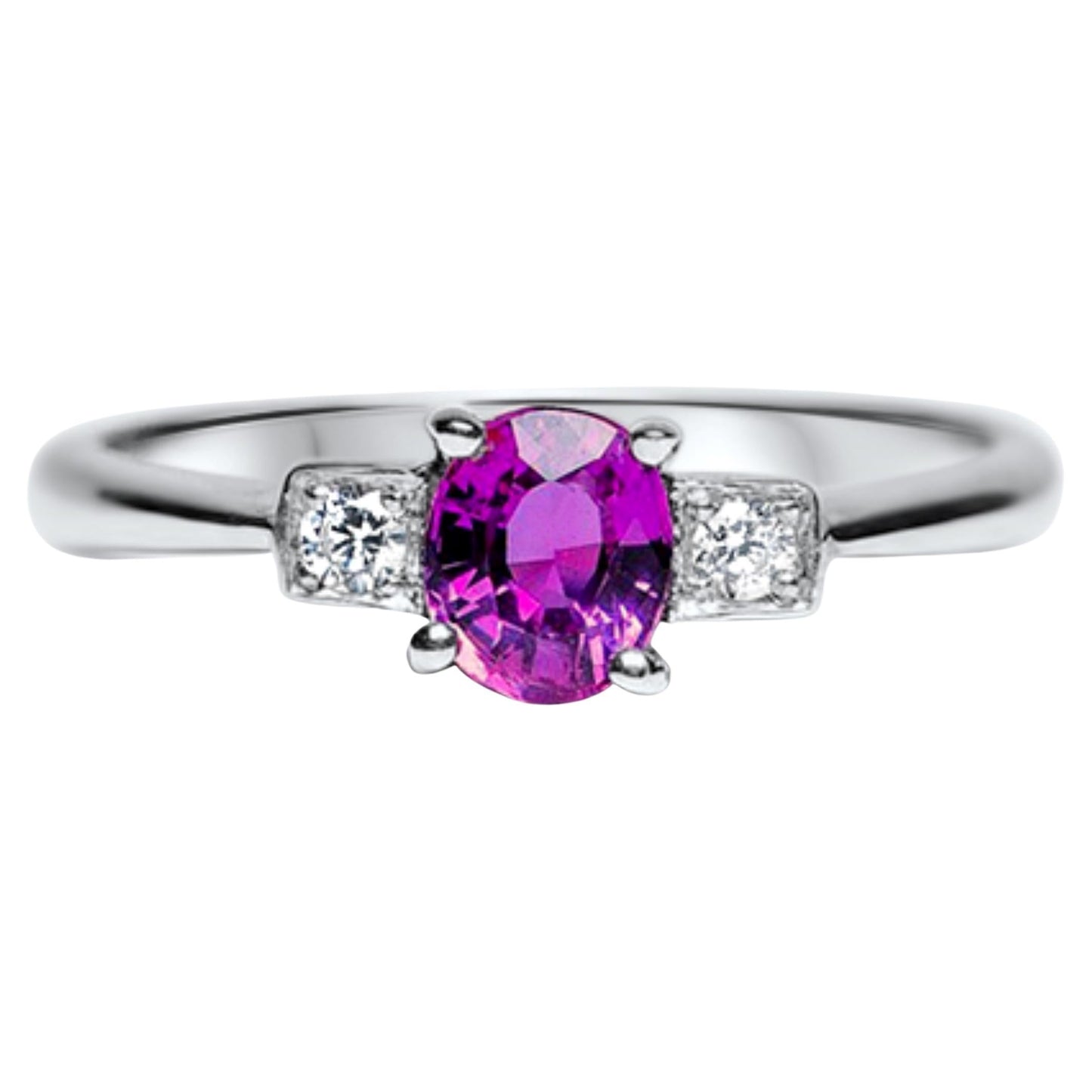 1ct Oval Natural Pink Sapphire Engagement Ring Platinum 