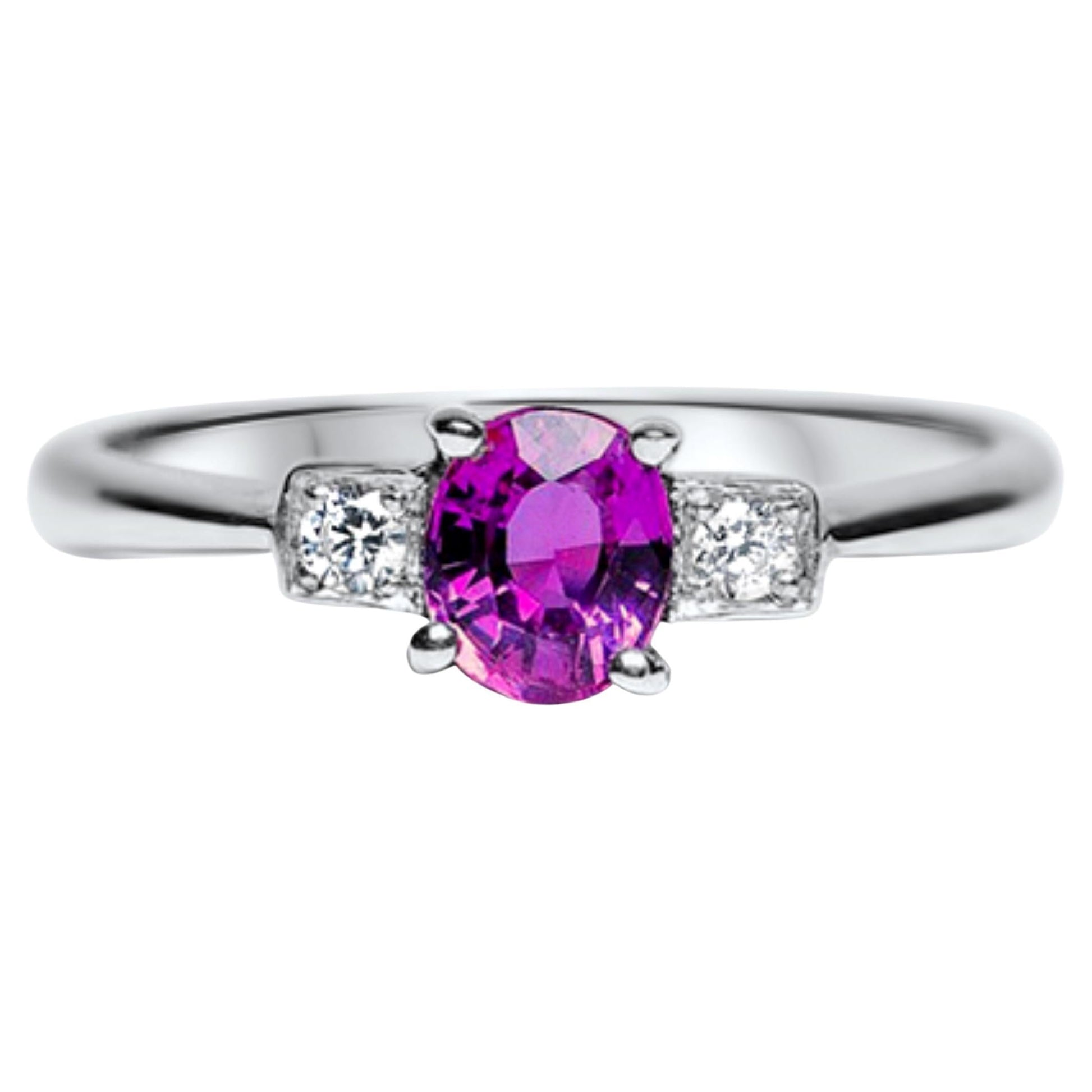 1ct Oval Natural Pink Sapphire Engagement Ring Platinum 