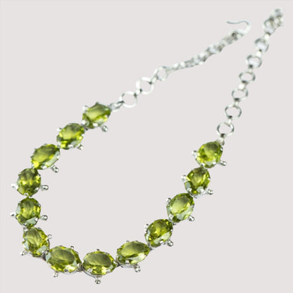 13ctw Natural Oval Mint Green Peridot Tennis Bracelet