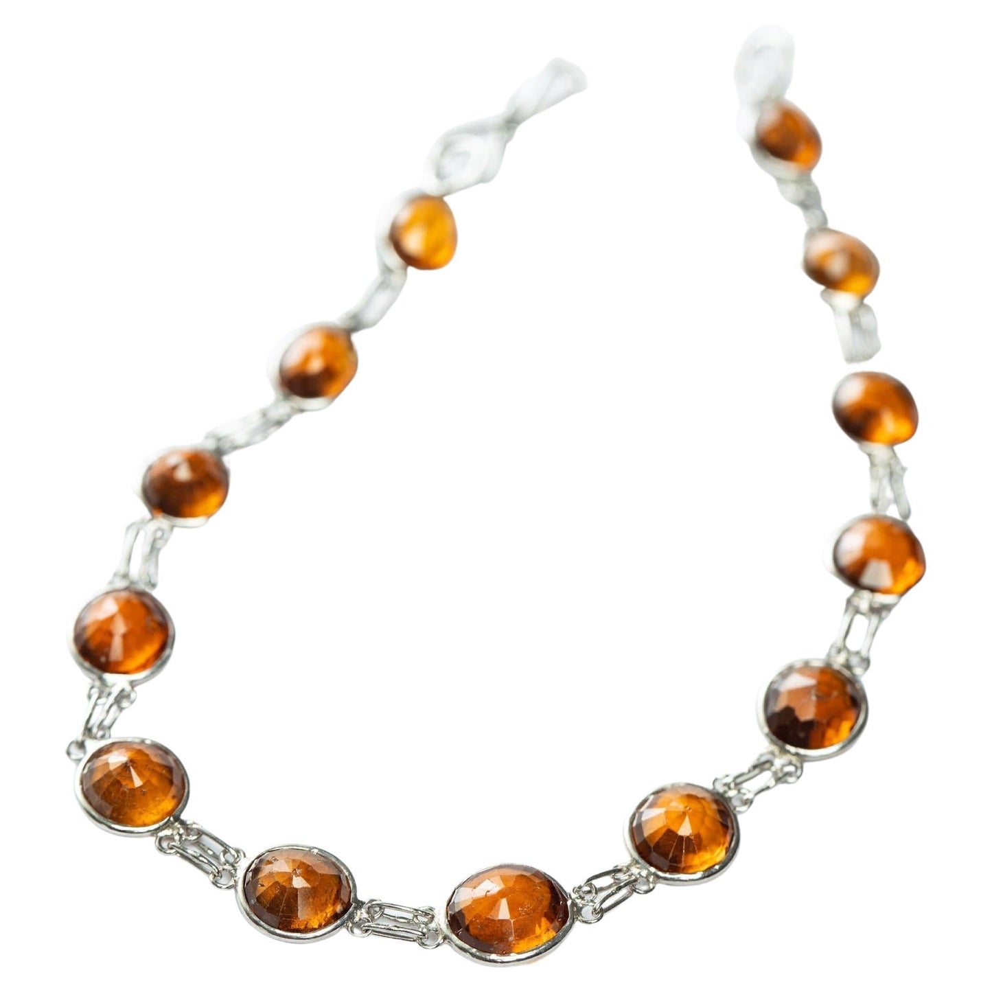 Natural Brown Orange Hessonite Garnet Tennis Bracelet  