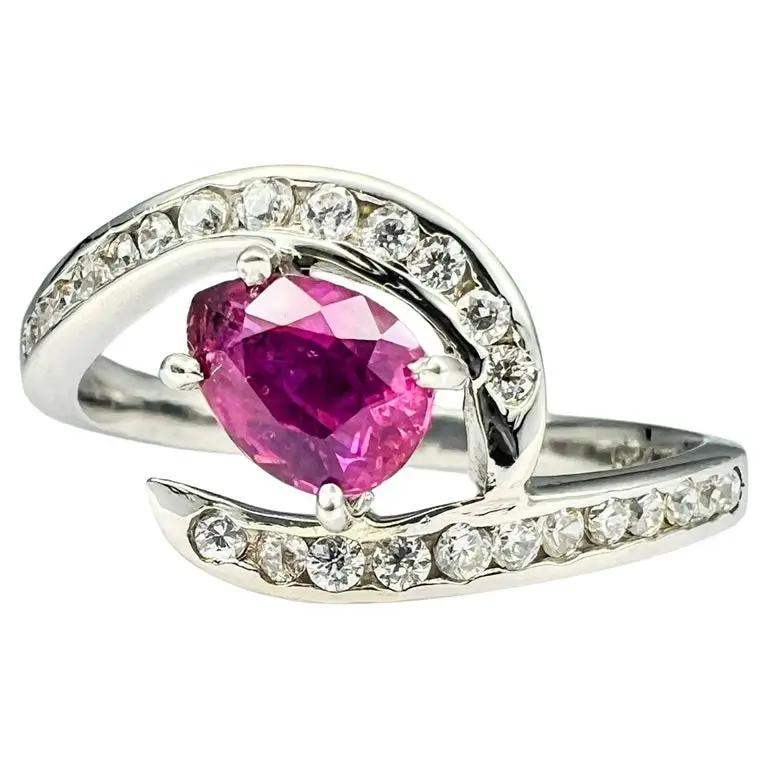 1.5ct Pear Cut Natural Pink Sapphire Ring