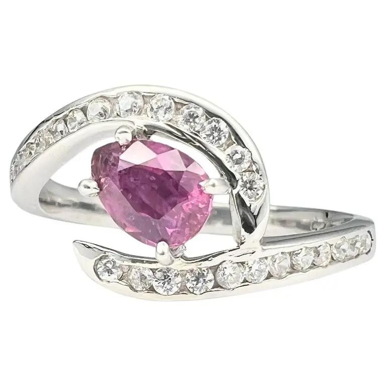 1.5ct Pear Cut Natural Pink Sapphire Ring