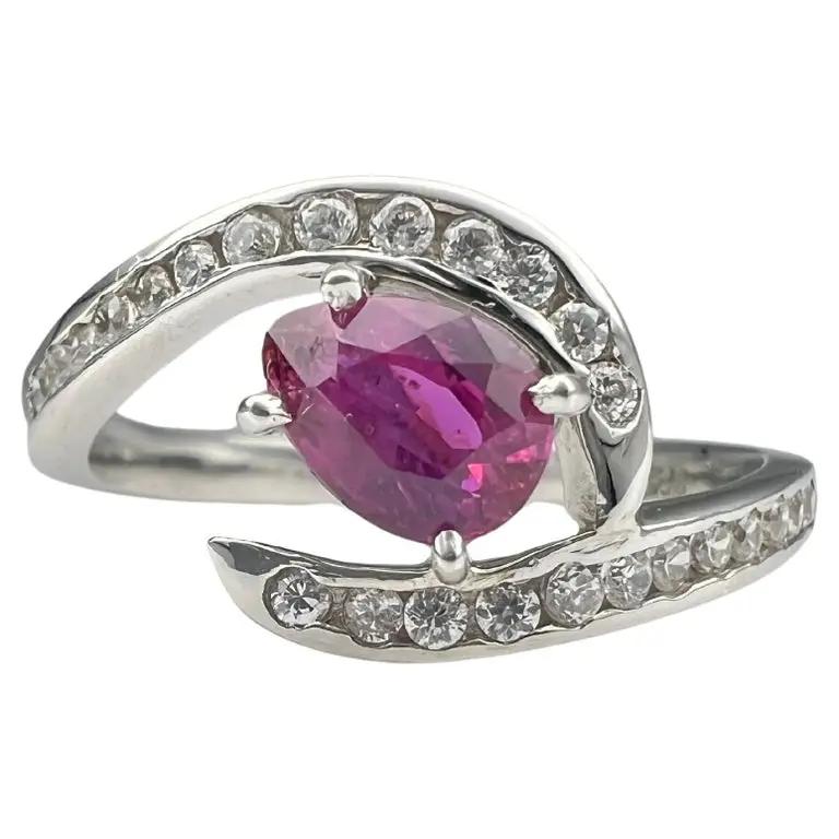 1.5ct Pear Cut Natural Pink Sapphire Ring